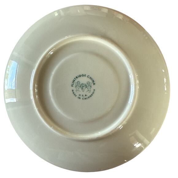 Set (2) VTG Flintridge Expresso Coffee Cup & Saucer White w/ Matte Gold Trim. - Picture 3 of 3